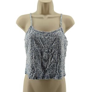 Vintage Y2K Victoria's Secret Blue Leopard Cami 100% Cotton Small